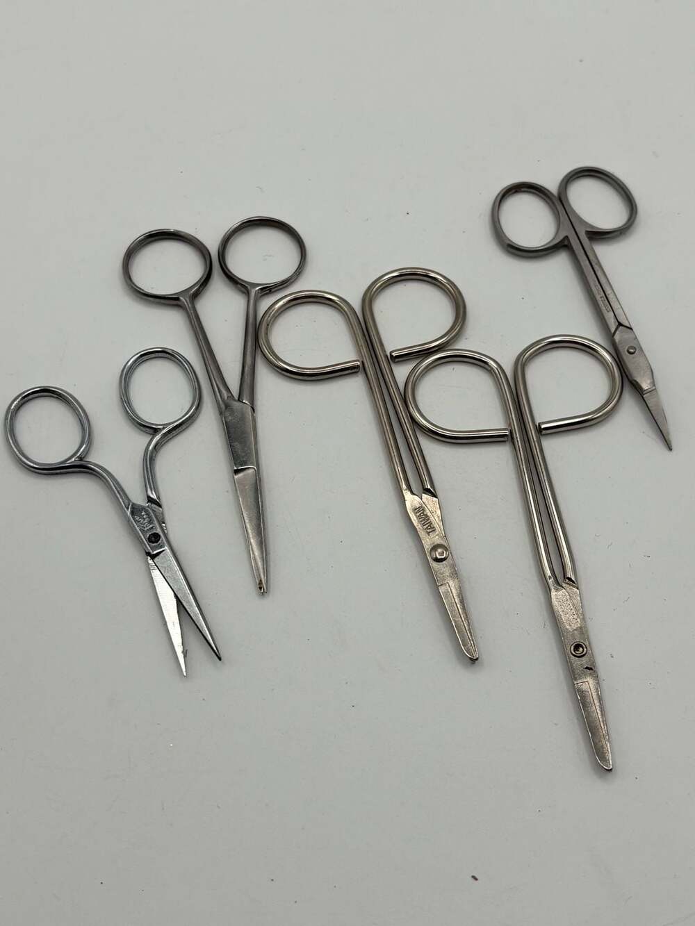 Lot of 5 Vintage Small Stainless Steel Scissors and Sewing Craft Notions